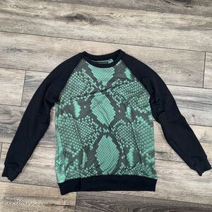 Dexter M Green and Black snakeskin Patterned Sweatshirt medium hoodie pull over